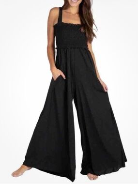 Natural Life Harper Knit Jumpsuit Charcoal Grey Size M NWT Baggy Wide Leg Boho